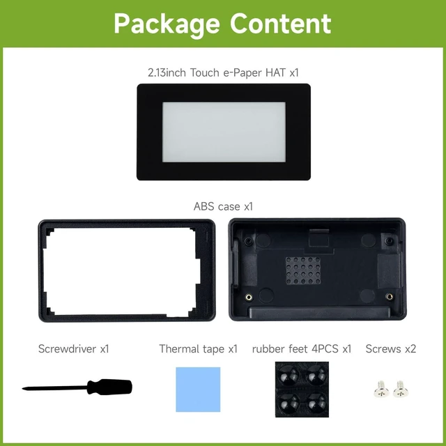 Alt view image 2 of 7 - Waveshare 2.13inch Touch E-Paper E-Ink Display HAT Compatible with Raspberry Pi Zero/Zero W 250×122 Pixels with ABS Protection Case Supports Partial Refresh