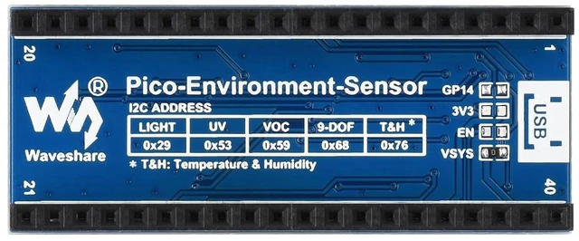 Main image of Waveshare Environment Sensors Module for Raspberry Pi Pico 2C Bus