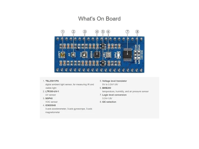 Alt view image 3 of 7 - Waveshare Environment Sensors Module for Raspberry Pi Pico 2C Bus