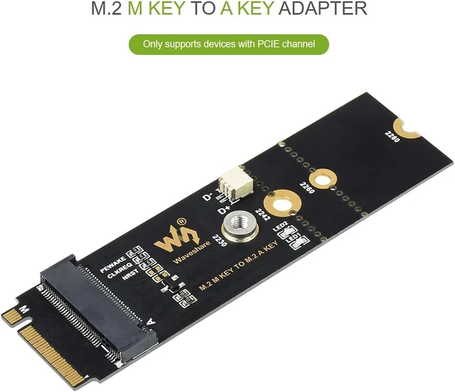Alt view image 2 of 7 - Waveshare M.2 M Key to A Key Adapter Only Supports Devices with PCIE Channel USB Conversion