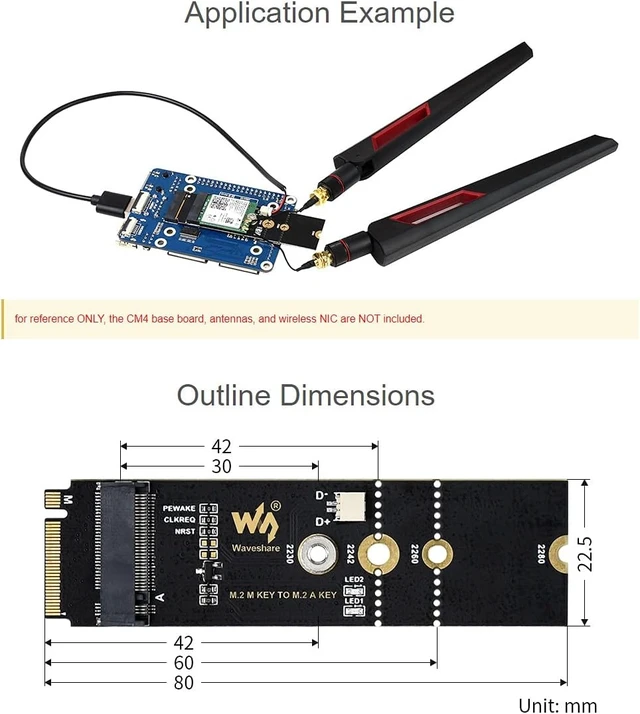 Alt view image 5 of 7 - Waveshare M.2 M Key to A Key Adapter Only Supports Devices with PCIE Channel USB Conversion