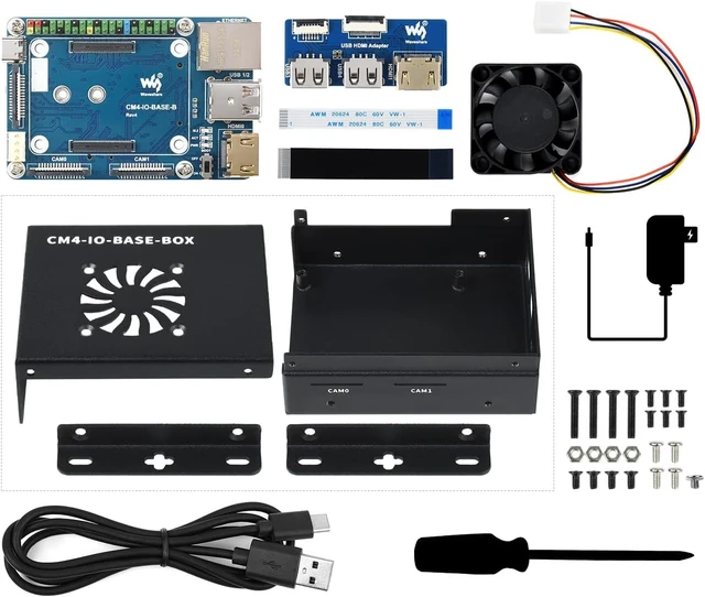Alt view image 4 of 5 - Waveshare CM4-IO-BASE-BOX-B for Raspberry Pi Compute Module 4 Bundle with USB HDMI Adapter (10 Items)