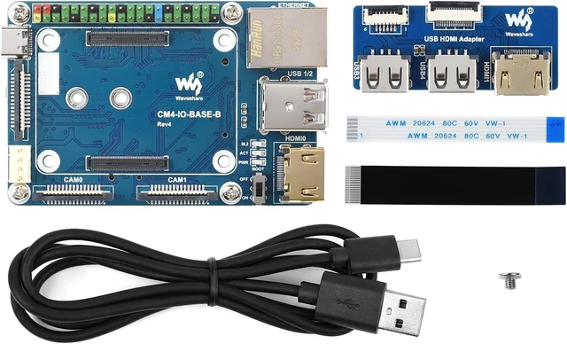 Alt view image 3 of 5 - Waveshare CM4-IO-BASE-B for Raspberry Pi Compute Module 4 Bundle with USB HDMI Adapter (6 Items)