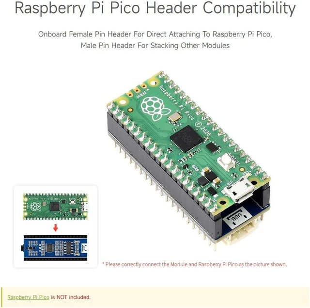 Alt view image 4 of 7 - Waveshare Audio Expansion Module for Raspberry Pi Pico Wide Range Audio Sampling Rate Headphone and Speaker Signal Output at The Same Time