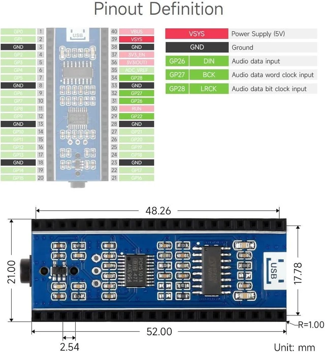 Alt view image 6 of 7 - Waveshare Audio Expansion Module for Raspberry Pi Pico Wide Range Audio Sampling Rate Headphone and Speaker Signal Output at The Same Time