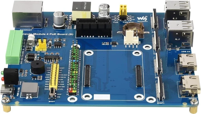 Alt view image 4 of 7 - Waveshare Compute Module 4 IO Board with PoE Feature (Type B) Suitable for Variants of CM4 Compatible with Raspberry Pi