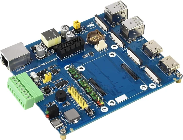 Alt view image 3 of 7 - Waveshare Compute Module 4 IO Board with PoE Feature (Type B) Suitable for Variants of CM4 Compatible with Raspberry Pi