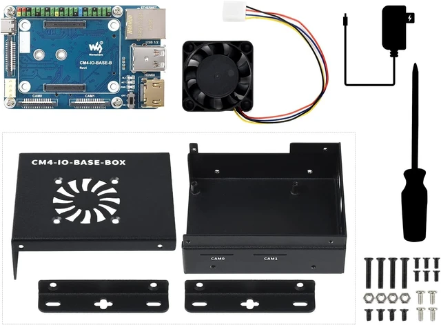 Alt view image 2 of 7 - Waveshare Mini-Computer Based On Raspberry Pi Compute Module 4 (NOT Included) Mini IO Board Full Ver Metal Case with Cooling Fan