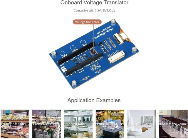Alt view image 7 of 7 - waveshare 3.7inch E-Paper E-Ink Display Module for Raspberry Pi Pico 480×280 Pixels Black/White SPI Interface Support Partial Refresh
