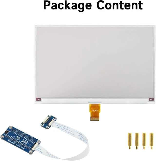Alt view image 2 of 7 - Waveshare 7.5inch E-Paper E-Ink Display Module (B) for Raspberry Pi Pico 800×480 Pixels Red/Black/White SPI Interface