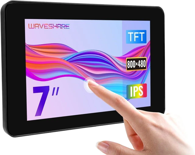 Main image of waveshare 7inch Capacitive Touch Display Compatible with Raspberry Pi 4B Comes with Protection Case 800×480 Resolution DSI Interface