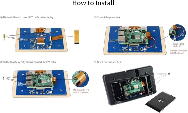 Alt view image 7 of 7 - waveshare 7inch Capacitive Touch Display Compatible with Raspberry Pi 4B Comes with Protection Case 800×480 Resolution DSI Interface