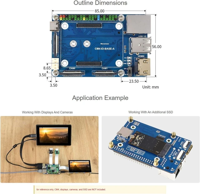Alt view image 7 of 7 - Waveshare Mini Base Board (A) Designed for Raspberry Pi Compute Module 4 Suitable for Evaluating The Raspberry Pi CM4 Or Being Integrated Into End Products