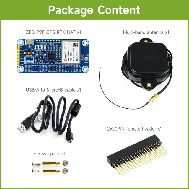 Alt view image 2 of 7 - Waveshare ZED-F9P GPS-RTK HAT for Raspberry Pi Centimeter Level Accuracy Multi-Band RTK Differential GPS Module