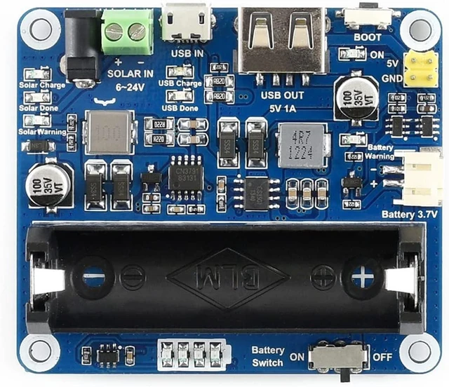 Main image of Waveshare Solar Power Management Module, Solar Charge Controller USB, for 6V~24V Solar Panel Multi Protection Circuits Suited for Low-Power IoT and Other Environmental Protection Projects
