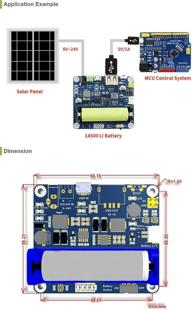 Alt view image 3 of 7 - Waveshare Solar Power Management Module, Solar Charge Controller USB, for 6V~24V Solar Panel Multi Protection Circuits Suited for Low-Power IoT and Other Environmental Protection Projects