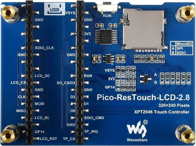 Alt view image 2 of 7 - waveshare 2.8inch Touch Display Module for Raspberry Pi Pico 262K Colors 320×240 Pixels Resistive Touch Controller XPT2046 ST7789 Driver Using SPI Bus
