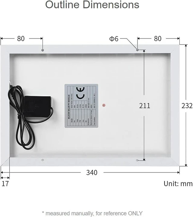Alt view image 6 of 6 - Waveshare Polysilicon Solar Panel (18V 10W) 10Wp Power Photovoltaic Panel High Conversion Efficiency