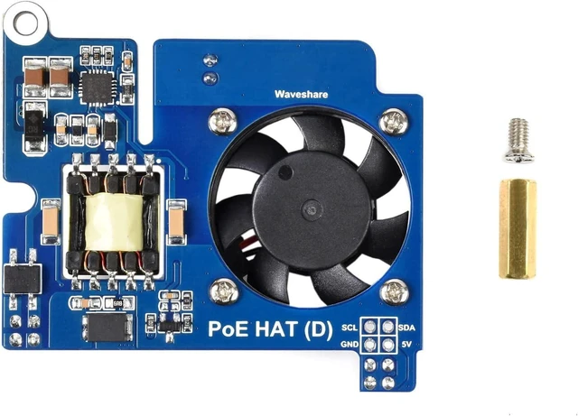Main image of Waveshare Power Over Ethernet HAT (Type D) for Raspberry Pi 3B+/4B 802.3af-Compliant Tailored for Raspberry Pi Official Case