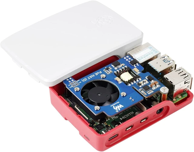 Alt view image 6 of 7 - Waveshare Power Over Ethernet HAT (Type D) for Raspberry Pi 3B+/4B 802.3af-Compliant Tailored for Raspberry Pi Official Case