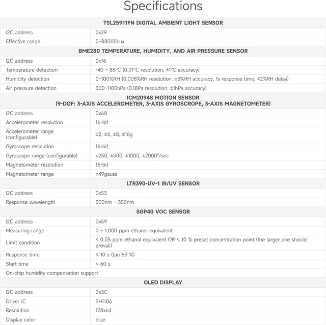 Alt view image 4 of 7 - Waveshare Environment Sensors Module Designed for Jetson Nano I2C Bus with 1.3inch OLED Display