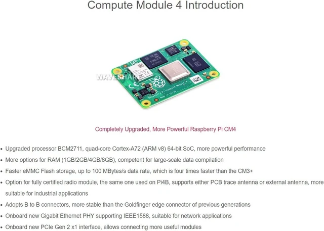 Alt view image 4 of 4 - Waveshare Raspberry Pi Compute Module 4 Development Kit with Official IO Board and Basic Accessories (5 Items)
