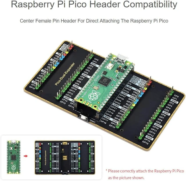 Alt view image 4 of 6 - Waveshare Dual GPIO Expander for Raspberry Pi Pico Two Sets of Male Headers for Connecting More Expansion Modules