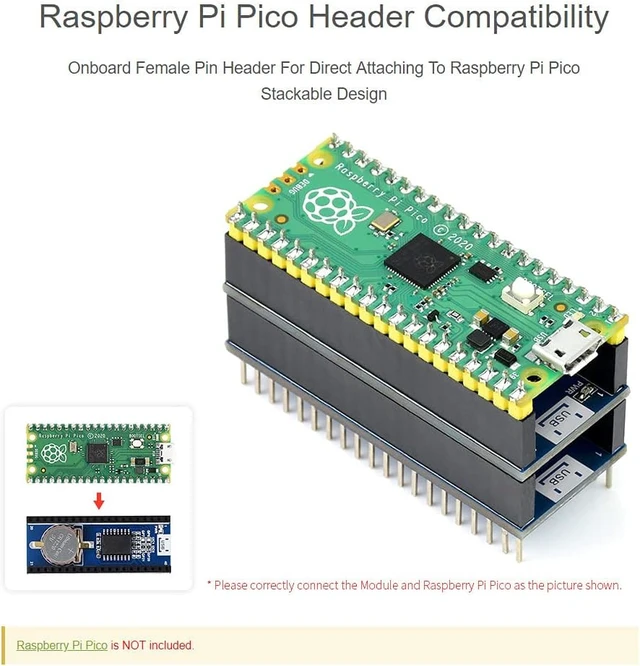 Alt view image 4 of 5 - Waveshare Precision RTC Module for Raspberry Pi Pico Incorporates High Precision RTC Chip