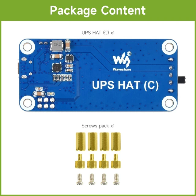 Alt view image 2 of 7 - Waveshare UPS HAT (C), Compatible with Raspberry Pi Zero Series Board, 5V Uninterruptible Power Supply Module, Multi Battery Protection Circuits, Without Battery