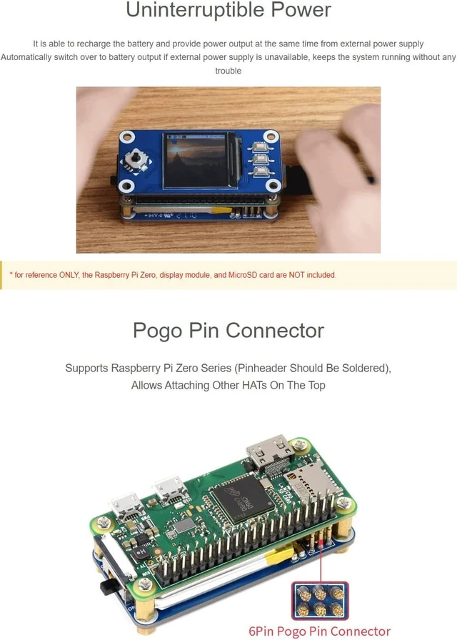 Alt view image 7 of 7 - Waveshare UPS HAT (C), Compatible with Raspberry Pi Zero Series Board, 5V Uninterruptible Power Supply Module, Multi Battery Protection Circuits, Without Battery