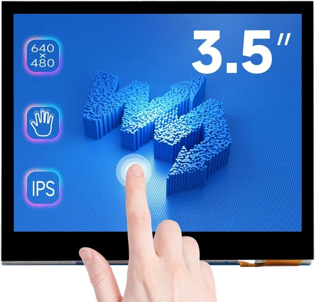 Main image of waveshare 3.5inch Capacitive Touch Screen LCD, Compatible with Raspberry Pi 5/4B/3B/Zero/Zero W/Zero 2W/Pico/Pico W/Pico WH, 640×480, DPI, IPS, Toughened Glass Cover, Low Power Solution