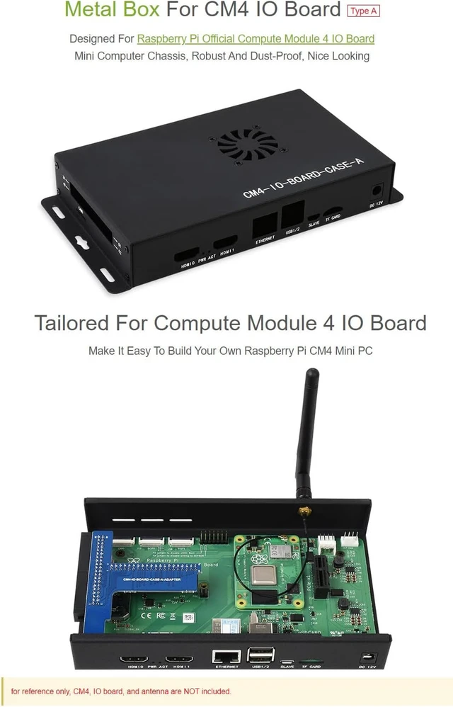 Alt view image 3 of 7 - Waveshare Metal Box (A) Designed for Official Raspberry Pi Compute Module 4 IO Board Comes with Cooling Fan Mini Computer Chassis Robust and Dust-Proof Nice Looking