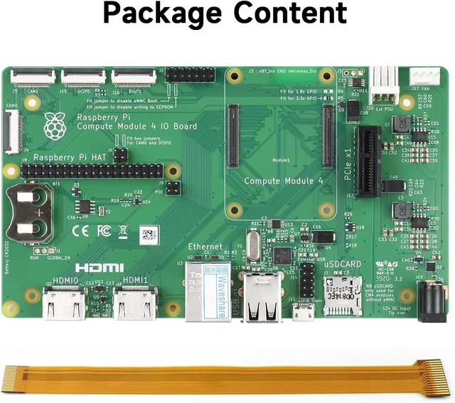 Alt view image 2 of 7 - Waveshare Compute Module 4 IO Board Pack with RPi Zero V1.3 Camera Cable 15 CM (No WiFi) Compatible with Raspberry Pi Compute Module 4