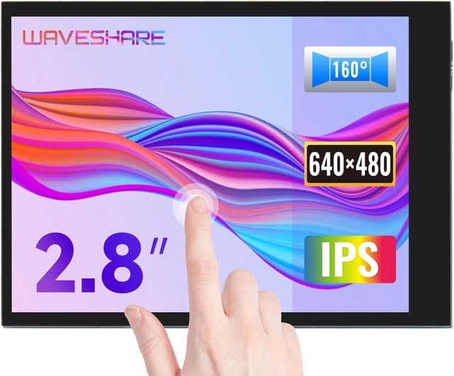 Main image of Waveshare 2.8inch Screen LCD Compatible with Raspberry Pi 4B/3B+/3B/2B/B+/A+/Zero/Zero W/WH/Zero 2W 480×640 Resolution DPI IPS 5-Points Capacitive Touch Control Optical Bonding Toughened Glass Cover