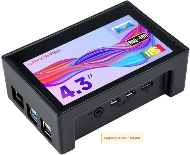 Main image of Waveshare 4.3inch Capacitive Touch Display Compatible with Raspberry Pi 4B Comes with Protection Case 800×480 Resolution IPS Wide Angle MIPI DSI Interface