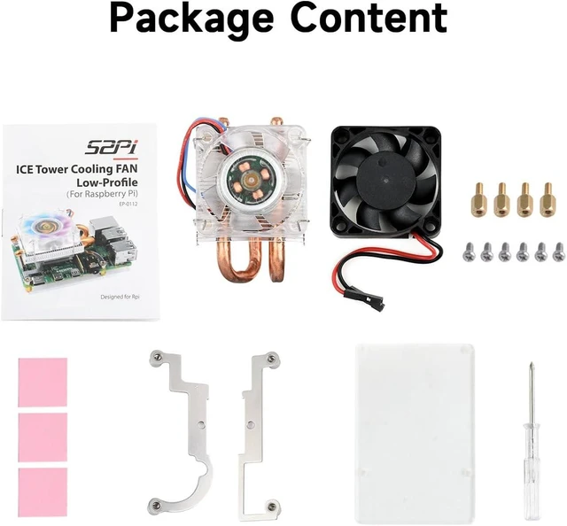 Alt view image 2 of 7 - Waveshare Low-Profile ICE Tower Cooling Fan for Raspberry Pi 4B/3B+/3B 5mm Copper Tube Colorful LED