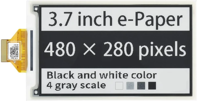 Alt view image 2 of 7 - waveshare 3.7inch E-Paper E-Ink Raw Display Compatible with Raspberry Pi 4B/3B+/3B/2B/B+/A+/Zero/Zero W/WH/Zero 2W Series Boards 480×280 Pixels 4 Grey Scales Supports Partial Refresh