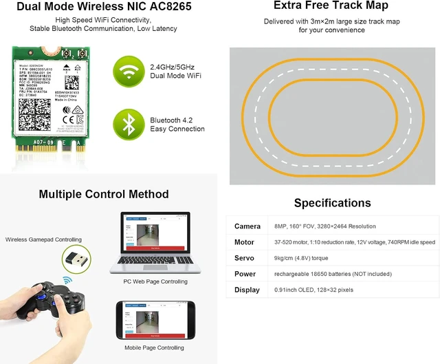 Alt view image 7 of 7 - Waveshare JetRacer AI Racing Robot Powered by Jetson Nano Donkey Car (Accessory Only)(Doesn't Support Nano 2GB)