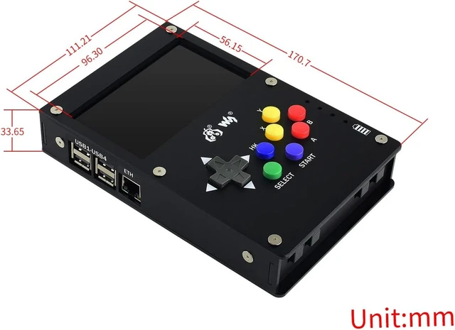 Alt view image 6 of 6 - Waveshare Portable Video Game Console with 4.3inch IPS Display 800×480 Pixels Compatible with Raspberry Pi B+/2B/3B/3B+/4B