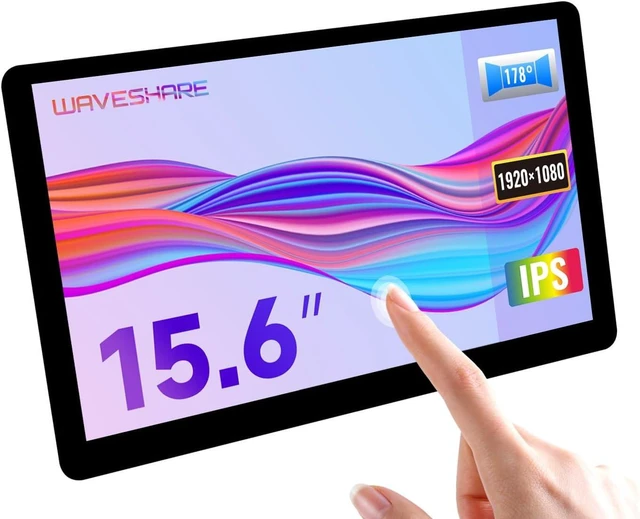 Main image of waveshare 15.6inch Capacitive Touch Screen LCD Compatible with Raspberry Pi 4B/3B+/3A+/2B/B+/A+/Zero/Zero W/WH/Zero 2W CM3+/4 1920×1080 Resolution HDMI IPS Supports Jetson Nano/Windows
