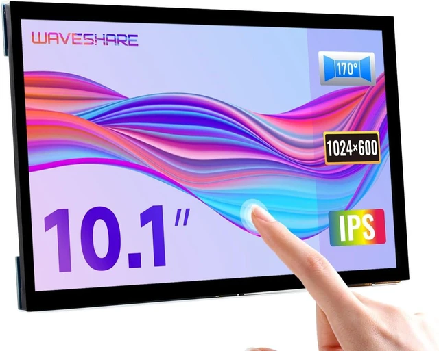 Main image of waveshare 10.1inch Capacitive Touch Screen LCD Compatible with Raspberry Pi 5/4B/3B+/3A+/2B/B+/A+/Zero/Zero W/WH/Zero 2W CM3+/4 1024×600, HDMI IPS 10-Points Touch Supports Windows/Jetson Nano