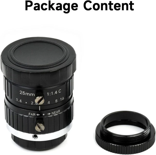 Alt view image 2 of 5 - Waveshare Industrial Telephoto Lens with 25mm Focal Length Multi Field Angle C-Mount Compatible with Raspberry Pi HQ Camera