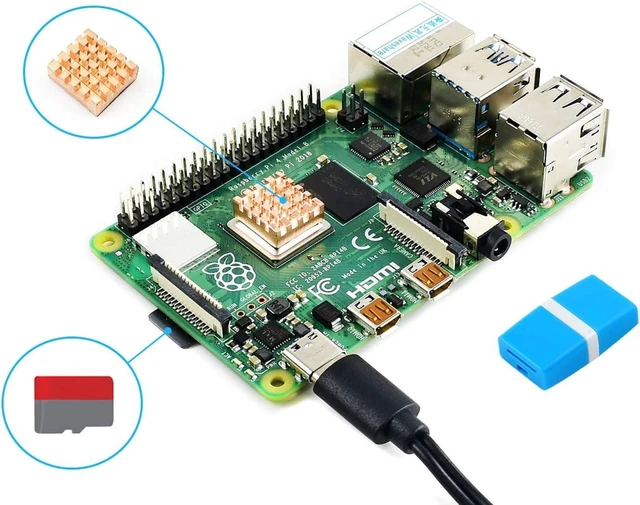 Alt view image 2 of 2 - Waveshare Starter Kit Compatible with Raspberry Pi 4 Model B Bundle with PI4B-8GB 16GB Micro Card 5V Type-C Power Adapter and Accessories(5 Items)