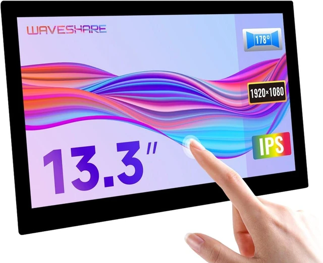 Main image of waveshare 13.3inch Capacitive Touch Screen LCD Compatible with Raspberry Pi 4B/3B+/3A+/2B/B+/A+/Zero/Zero W/WH/Zero 2W CM3+/4 1920×1080 Resolution HDMI IPS Supports Jetson Nano/Windows