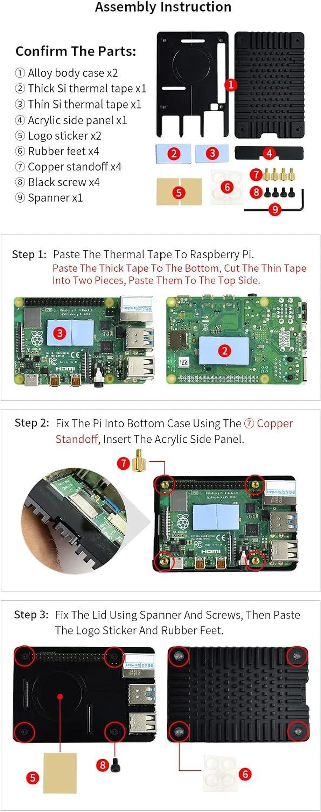 Alt view image 3 of 6 - waveshare Lightweight Aluminum Alloy Case for Raspberry Pi 4 with CNC Precise Processing and Sand Blasting Finish Nice & Durable
