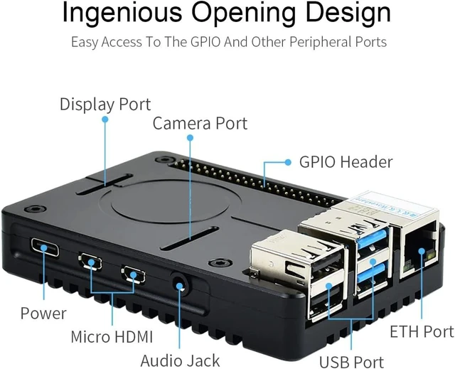 Alt view image 6 of 6 - waveshare Lightweight Aluminum Alloy Case for Raspberry Pi 4 with CNC Precise Processing and Sand Blasting Finish Nice & Durable