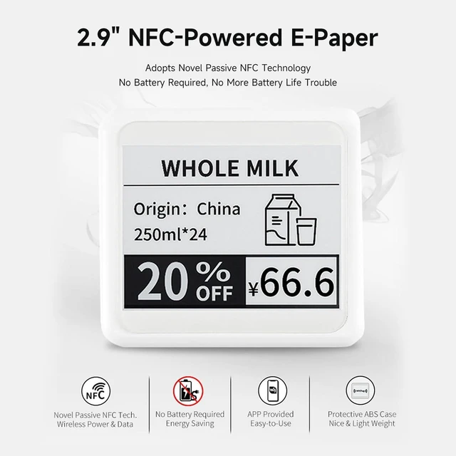 Alt view image 2 of 6 - Waveshare 4.2inch Passive NFC-Powered e-Paper with No Battery Wireless Powering & Data TransferE-Paper Only