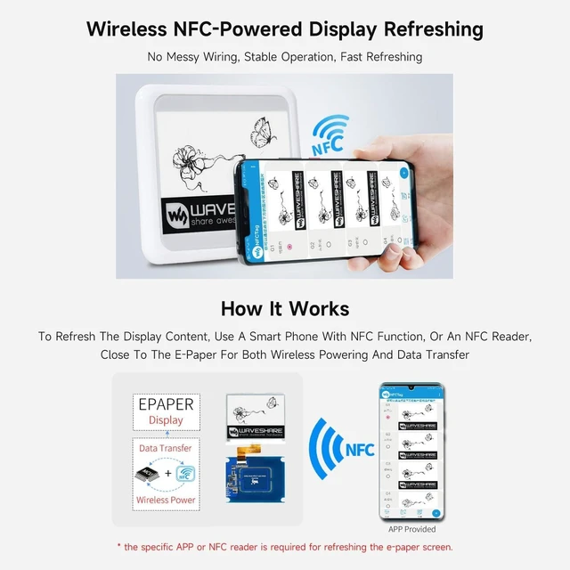 Alt view image 3 of 6 - Waveshare 4.2inch Passive NFC-Powered e-Paper with No Battery Wireless Powering & Data TransferE-Paper Only