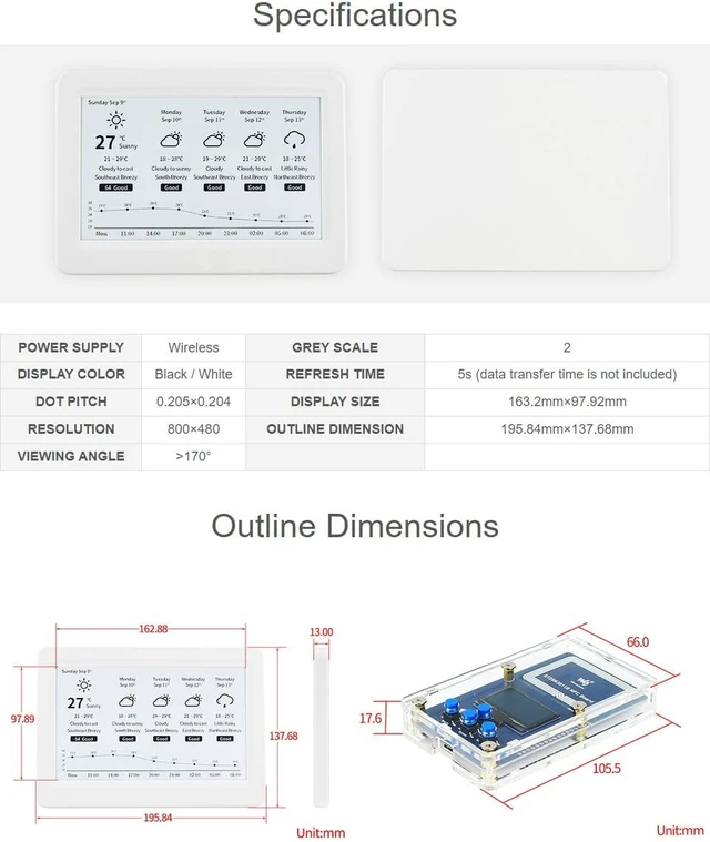 Alt view image 7 of 7 - waveshare 7.5inch NFC e-Paper Eval Kit Bundle with 7.5inch NFC-Powered e-Paper ST25R3911B NFC Board Micro Card 16GB Micro Card Reader USB-A to Micro-B Cable(5 Items)
