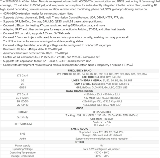 Alt view image 4 of 7 - Waveshare 4G/3G/2G/GNSS Expansion Board for Jetson Nano Based on SIM7600G-H Supports Global LTE CAT4 up to 150Mbps for Downlink Data Transfer